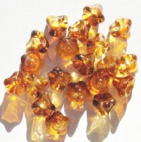 20 11mm Transparent Topaz Two Tone Bell Flower Beads